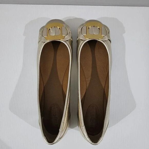 NEW See By Chloe Chany Ballet Flat Womens EU 40 Metallic Gold Leather Designer - Picture 9 of 14